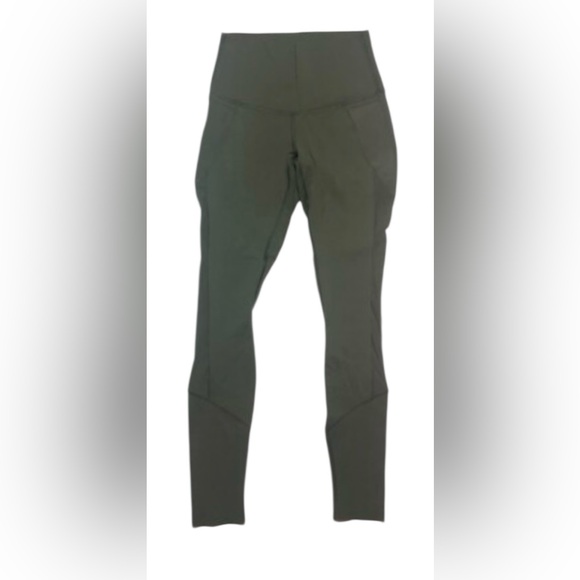 Lululemon women’s high rise olive green leggings with mesh on the legs & sides - Picture 1 of 5